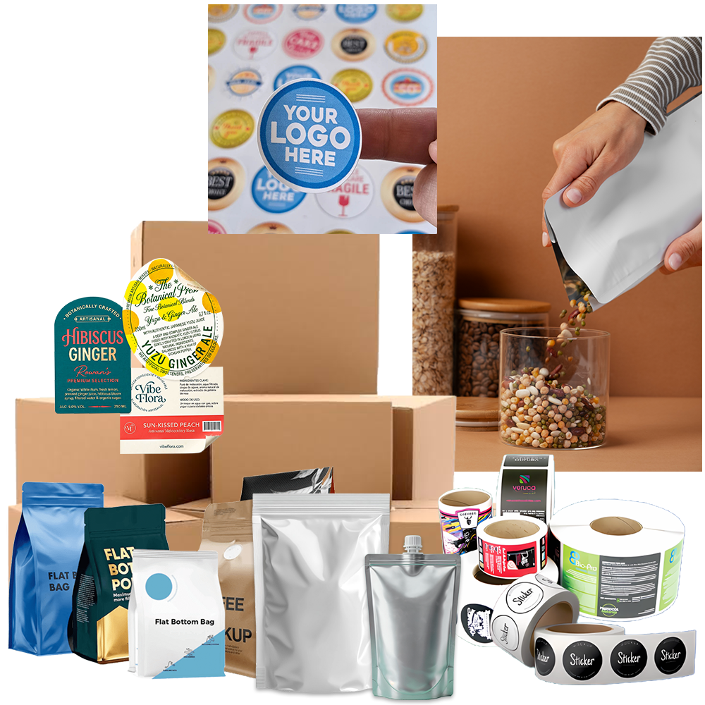 AXIS sticker labels, packaging pouches and carton boxes